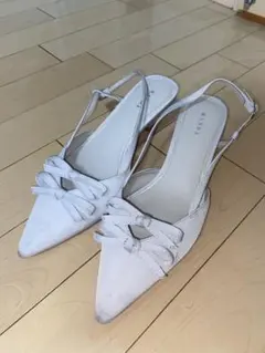 RANDA ダブルリボンバックストラップパンプス （BLUE）