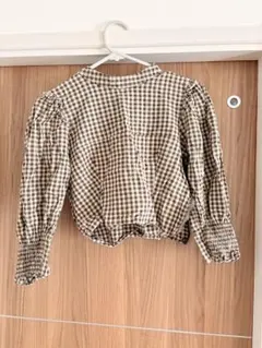 ZARA ブラウン・ベージュ チェック柄 長袖シャツ