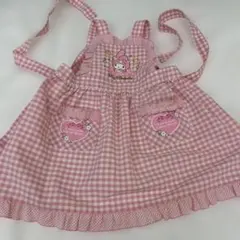 My Melody ピンクチェックエプロン　マイメロ　サンリオ　100cm