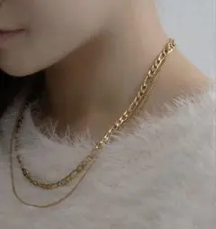 JEWEL VOX 2連 ステンレス デュアルチェーンネックレス