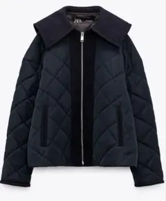 ZARA コントラスト パフジャケット キルティング