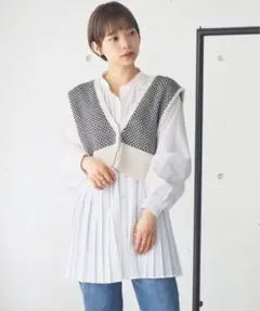 【レディース】柄編み前後2wayビスチェ