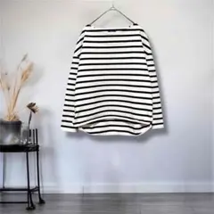 SHIPS◎ストライプ ニット プルオーバー ボーダー コットン100% 白×黒