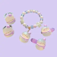 Snowman 雪だるま　紫　まとめ売りセット　指輪　ヘアピン　ブレスレット