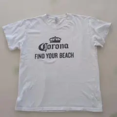 コロナビール Tシャツ FIND YOUR BEACH 白 Lサイズ 古着