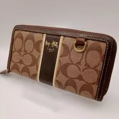 希少 COACH ブリーカー レガシー デボスド ストライプ ラウンド 
