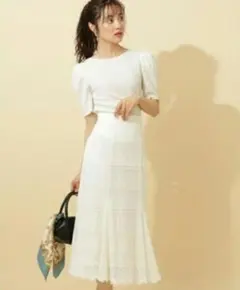 プロポーションボディドレッシング ボーダーレースマーメイドスカート