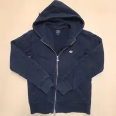 adidas フルジップ フード付きパーカー 黒