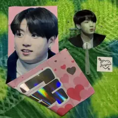 BTS ジョングク　ホログラムスローガン　透明団扇　ステッカー　反射