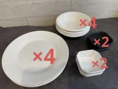 陶器製食器セット 12点 ホワイト ブラック