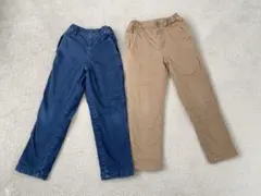 ユニクロ　暖パン120 裏起毛　デニムとベージュの長ズボン2枚セット