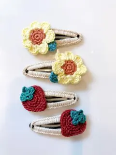 ひまわり&いちごヘアピンセット♪パッチンピン　ベビー　キッズ　赤ちゃん