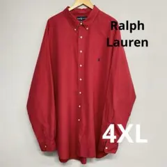 RalphLauren 赤　ボタンダウン長袖シャツ 大きめサイズ　4XL