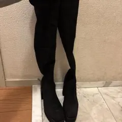ブラックスエードニーハイブーツ23センチ