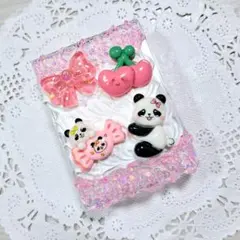 ☆ホイップデコ☆キラキラピンクラメがかわいいリボンパンダの小物ケース♪