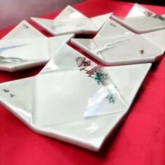 小皿　角皿　銘々　絵替わり　4寸皿5客セット