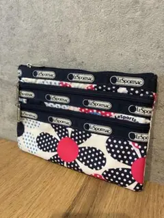 レスポートサック 3段ジップ ポーチ 花柄 ドット 水玉 レスポのサムネイル