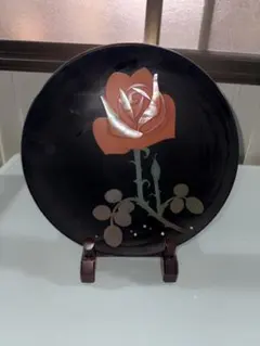 漆器 盆 バラの花 デザイン