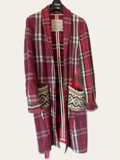 ink インク　リメイクガウン　チェック　ロングカーディガン