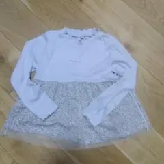 【130】長袖カットソー 　紫/花柄