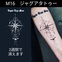 M16　ジャグアタトゥーシールMサイズ　2週間もつタトゥーシール　星　コンパスのサムネイル