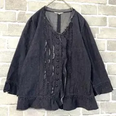 美品　インゲボルグ　デニムジャケット　フリル　七分袖　インディゴ　M Gジャン