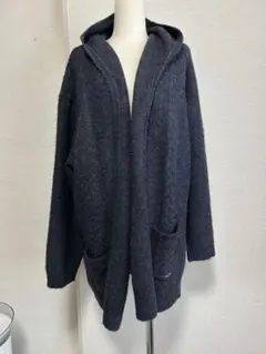 CROCODILE大きいサイズLフード付きダークグレーカーディガン♭7140