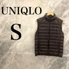 【美品】UNIQLO ベスト トップス S ブラウン 茶 ナイロン メンズ