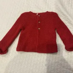 プチバトー　カーディガン　赤　81cm