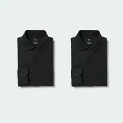 uniqlo スーパーノンアイロンスリムシャツ L ブラック 2つセット