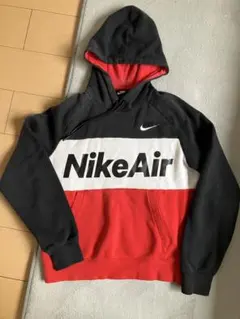 NIKE AIR パーカー M 黒 赤 ロゴ フーディ メンズ レディース