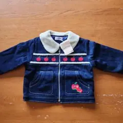 リンゴ刺繍 ネイビー デニムジャケット
