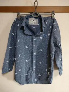クジラ柄の青い長袖シャツLL子供服ブランド可愛い子供服ブルー