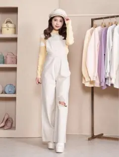 Darich ダーリッチ カットダメージデニムサロペット