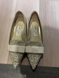 Jimmy Choo ゴールド グリッターパンプス