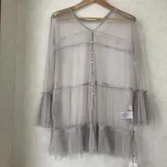 【新品 タグ付】 JEANASIS チュールプリーツ2wayチュニック　グレーのサムネイル