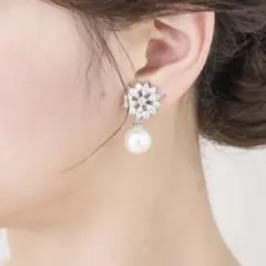 2個　ANNAN WEDDING、ステラブライダル　パールクリスタルイヤリング
