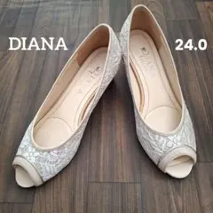 DIANA WELL FIT ダイアナ パンプス オープントゥ レース ラメ