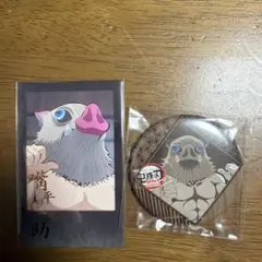 鬼滅の刃 嘴平伊之助 チェキ＆缶バッジ セット