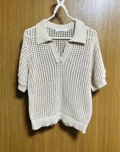 AMERICAN HOLIC 透かし編み 半袖ニット Mのサムネイル