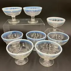 時代物 氷コップ プレスガラス 大正 昭和初期 骨董品 まとめ売り 色硝子 希少 9客セット】大正ロマン 氷コップ 乳白ぼかし プレスガラス 昭和