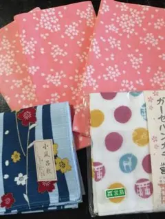 桜の花柄と鹿模様の手ぬぐいセット
