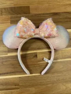 ディズニーカチューシャ ピンク オーロラ　ミニー　スパンコール