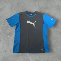 00s PUMA デカロゴ tシャツ ゲームシャツ メッシュ ヴィンテージ 青