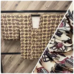 Z-1294 黄色地に風景柄 正絹 道行コート 裏地に柄 12/8