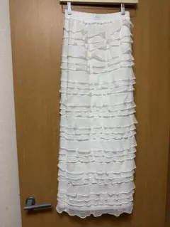 フリルデザイン ホワイトロングスカート Fサイズ