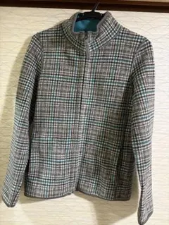 フリースリバーシブルジャケット チェック柄 ターコイズブルー UNIQLO