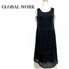GLOBAL WORK グローバルワーク 幾何学柄レース ノースリーブワンピース