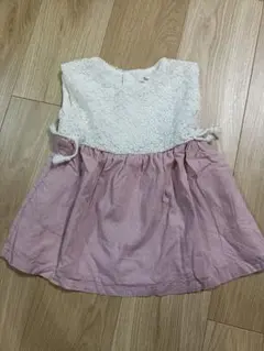 50☆まとめ買い対象　SLAP SLIP ワンピース 80 ホワイト/ピンク