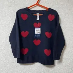 新品　タグ付き　西松屋　ニット　95cm 長袖　ネイビー　ハート　女の子